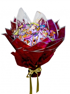 Işıklı Rengarenk Kelebek Buketi