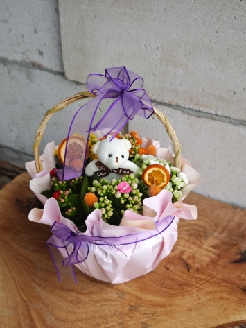 Renkli Kalanşo Sepeti Ayıcıklı