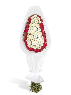 Beyaz ve Kırmızı Gerbera Çelenk