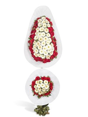 Beyaz ve Kırmızı Gerbera Çelenk